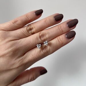 NWT Diamonique Heart Diamond 1.5ct Stud Earrings